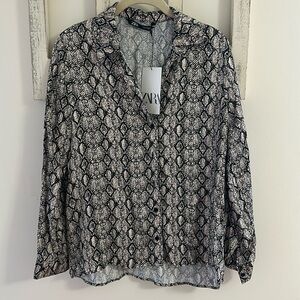 Zara Snakeskin Print Button Down